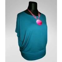 Bluzka Sonia w luźnym stylu oversize krótki rękaw - ciemny turkus